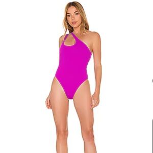 *FINAL SALE* Space one shoulder ribbed swimsuit in Pitaya